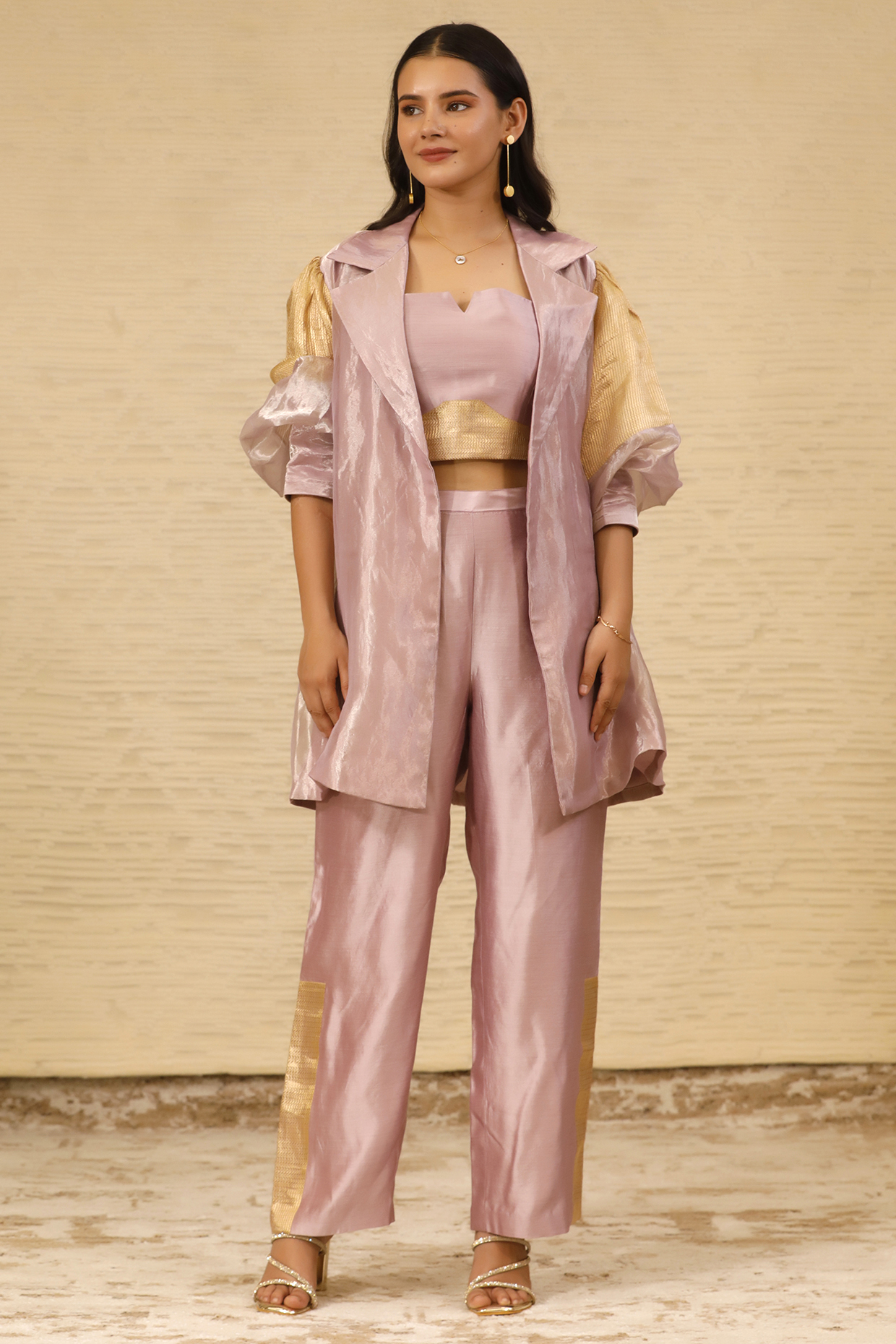 Lilac Silk Tissue Jacket Set by EEDA at Pernia's Pop Up Shop
