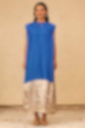 Blue Silk Organza Vacation Dress by EEDA at Pernia's Pop Up Shop