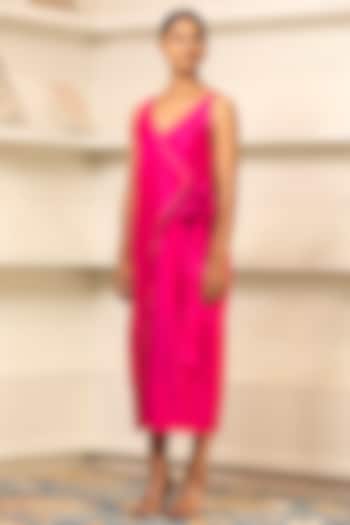 Pink Chanderi Summer Dress by EEDA at Pernia's Pop Up Shop