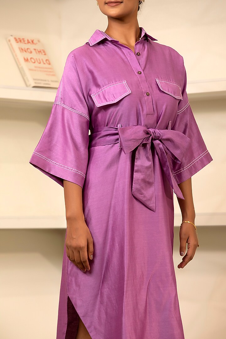 Purple Chanderi Kaftan Summer Dress by EEDA at Pernia's Pop Up Shop