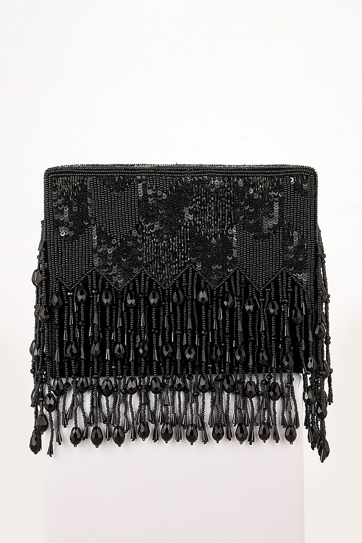 Black Hand Embroidered Clutch by EENA