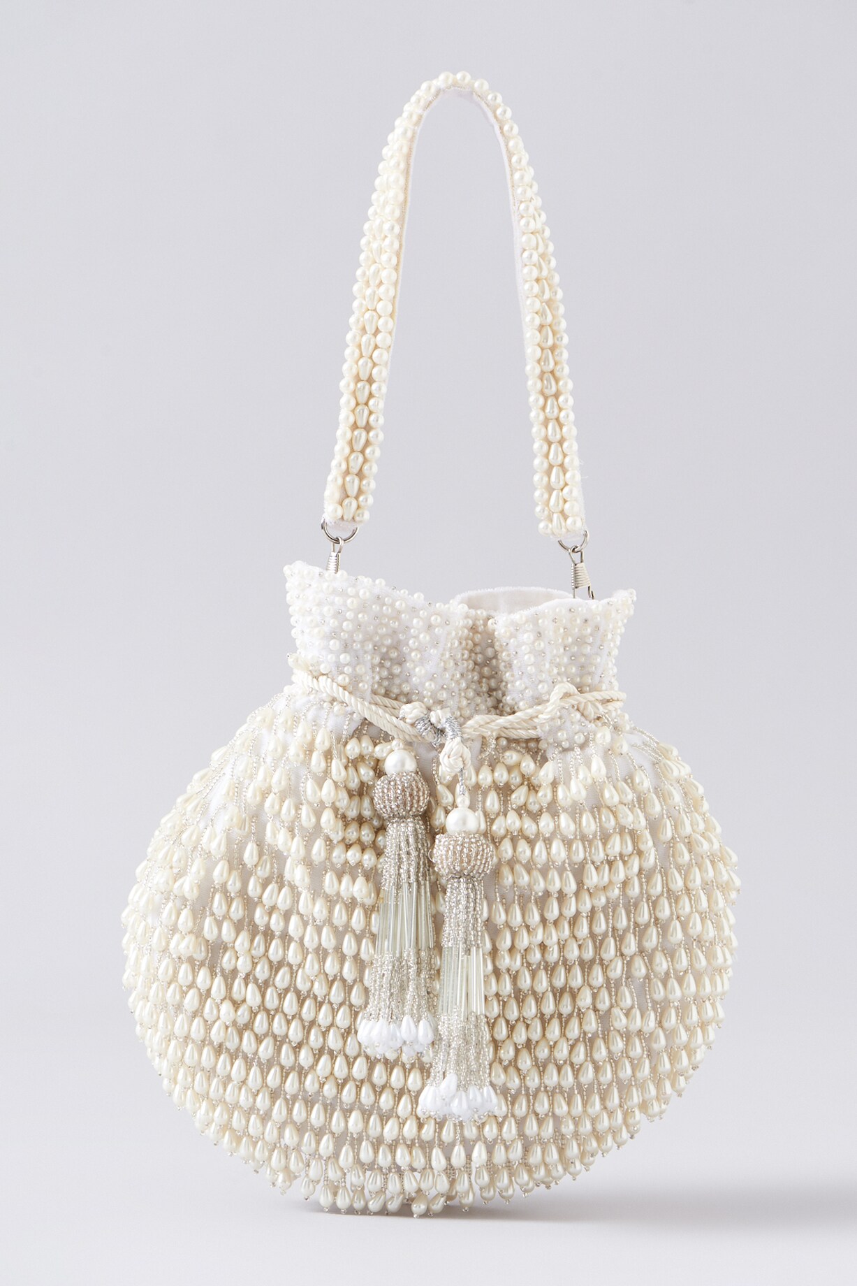 White Velvet Potli Bag by EENA