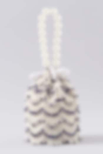 White Velvet Embroidered Bucket Bag by EENA at Pernia's Pop Up Shop