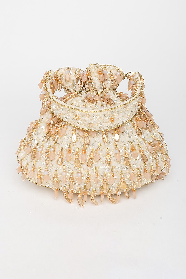 Fawn Gold Velvet Beadwork Potli Bag by EENA at Pernia's Pop Up Shop