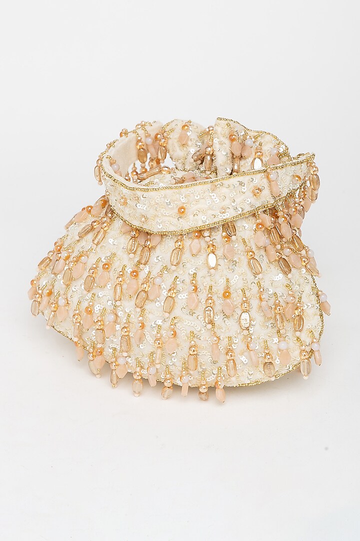 Fawn Gold Velvet Beadwork Potli Bag by EENA at Pernia's Pop Up Shop
