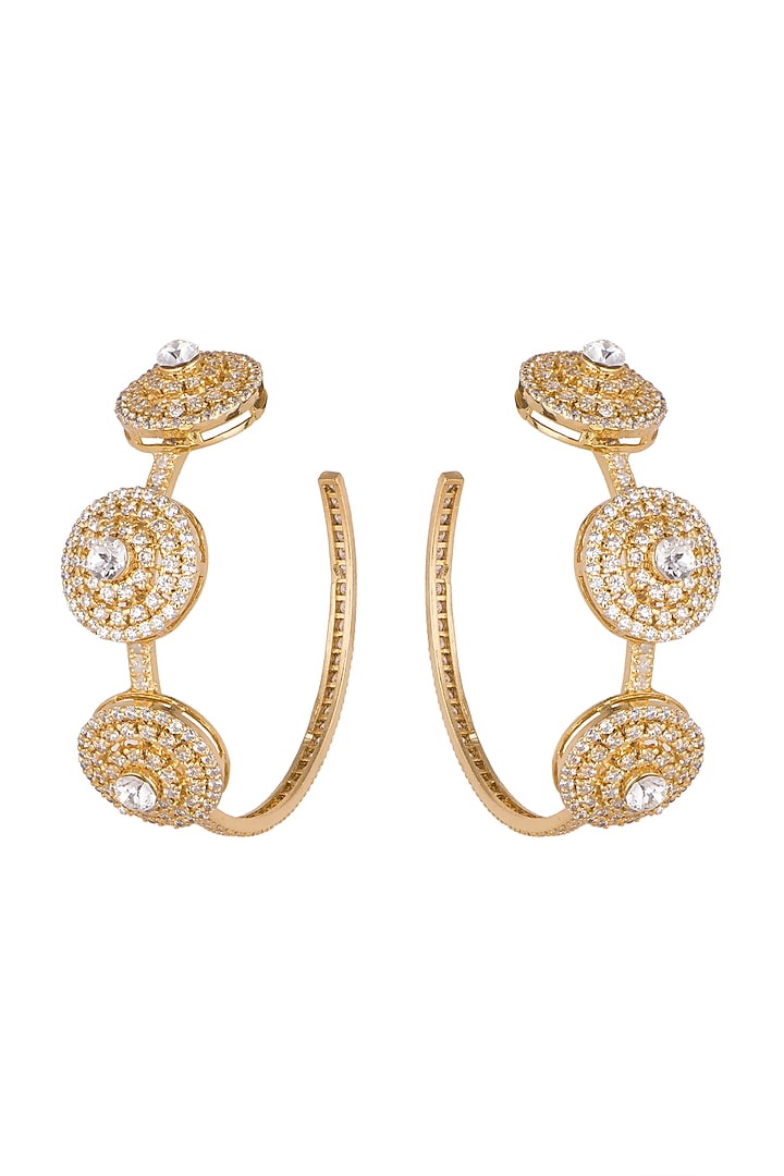Gold Plated Cz Stone Earrings by AETEE