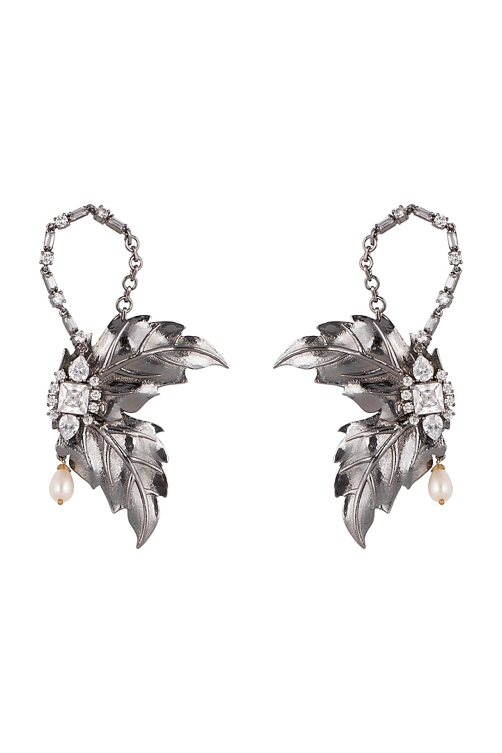 Black Rhodium Finish Pearl Earrings by AETEE at Pernia's Pop Up Shop