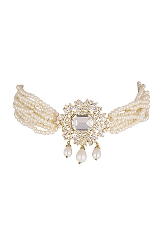 Gold Finish Cz Choker Necklace by AETEE