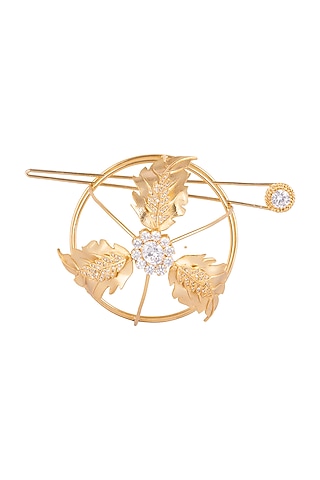 Gold Finish Cz Hair Bun by AETEE
