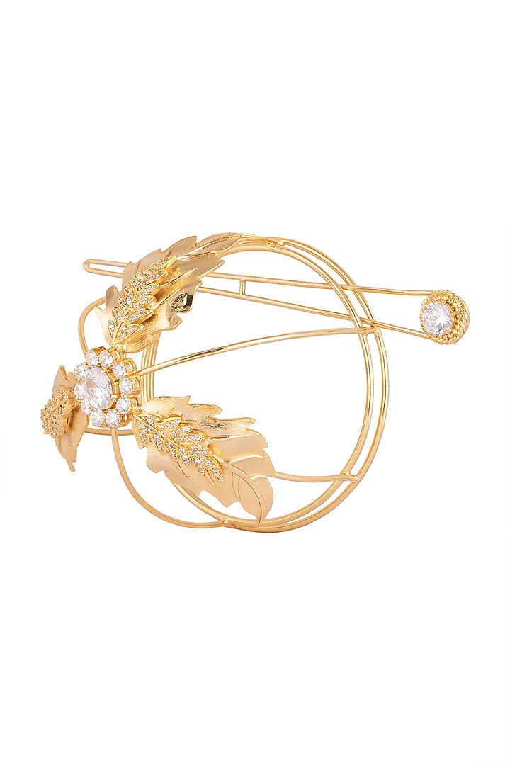 Gold Finish Cz Hair Bun by AETEE at Pernia's Pop Up Shop