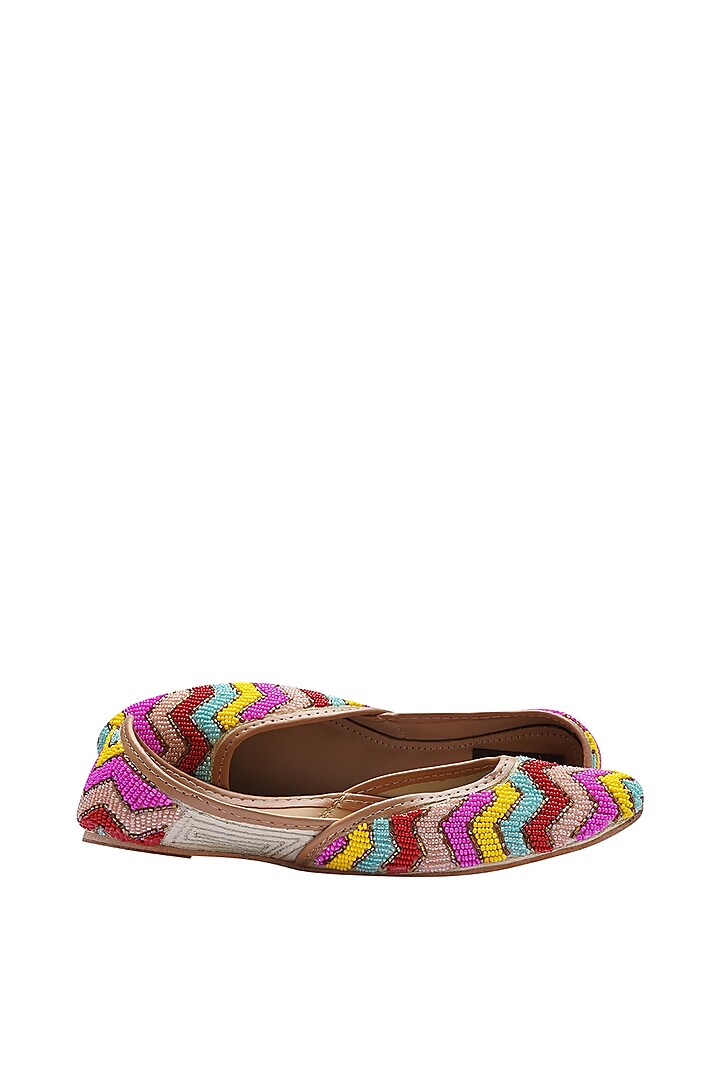 Multi-Colored Juttis With Zig-Zag Stones Work by EHZI