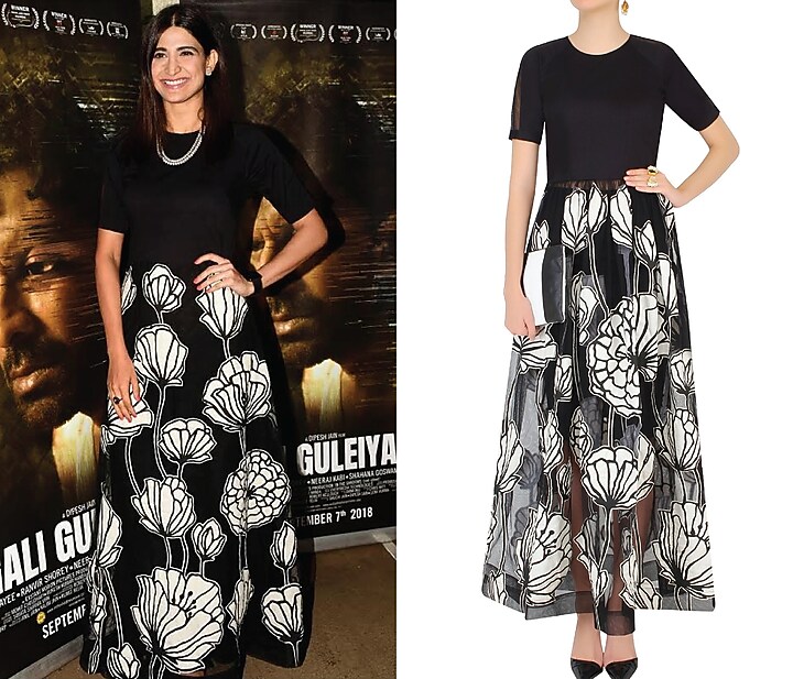 Black and white floral encroaching maxi dress with fitted skirt available only at Pernia's Pop Up Shop.