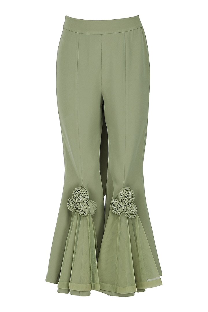Olive green appliqued pants with blazer available only at Pernia's Pop Up Shop.