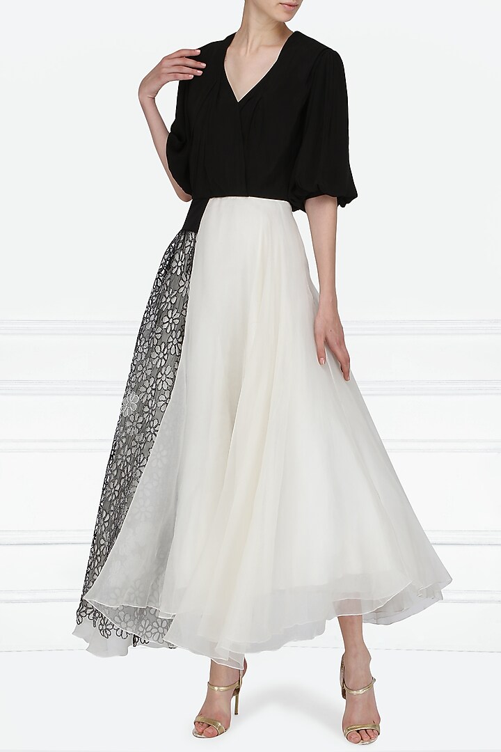 Black and white asymmetrical bouffant gown available only at Pernia's Pop Up Shop.