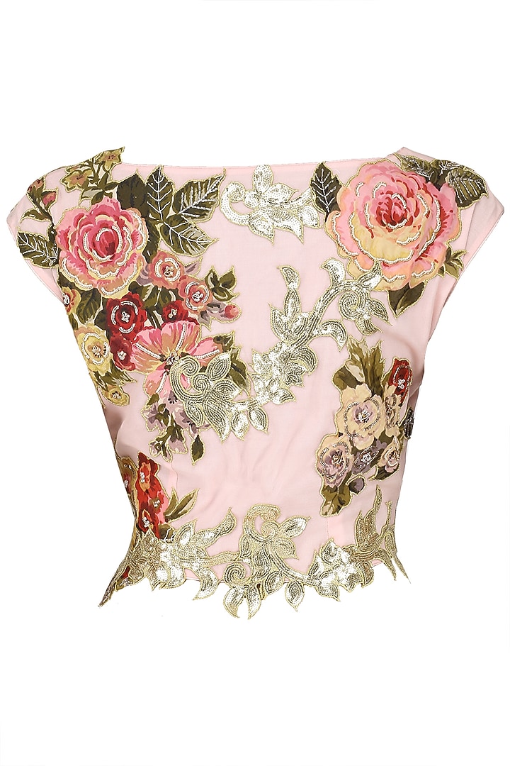 Pink ombre applique work saree with blouse available only at Pernia's Pop Up Shop.