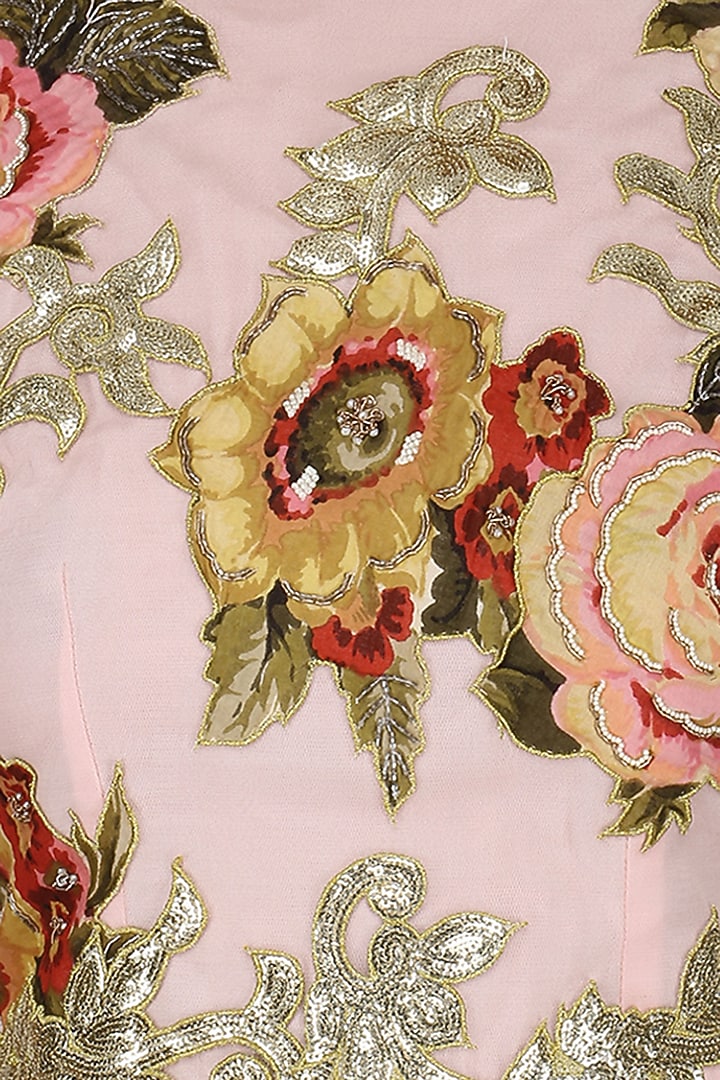 Pink ombre applique work saree with blouse available only at Pernia's Pop Up Shop.