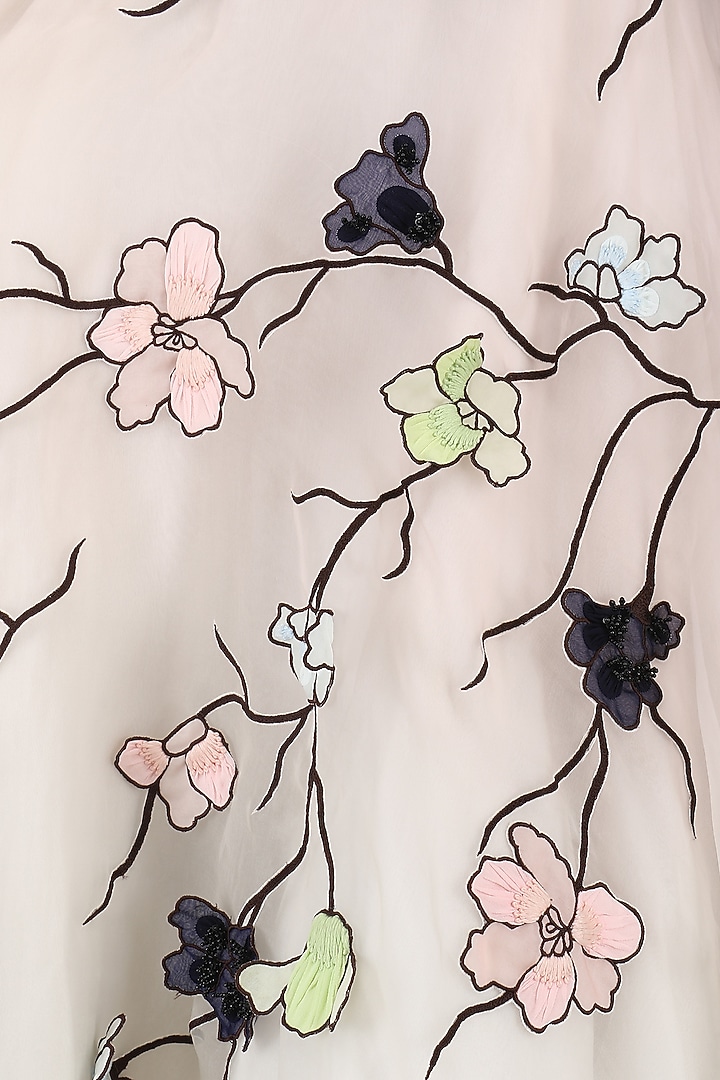 White applique work skirt with denim crop top available only at Pernia's Pop Up Shop.
