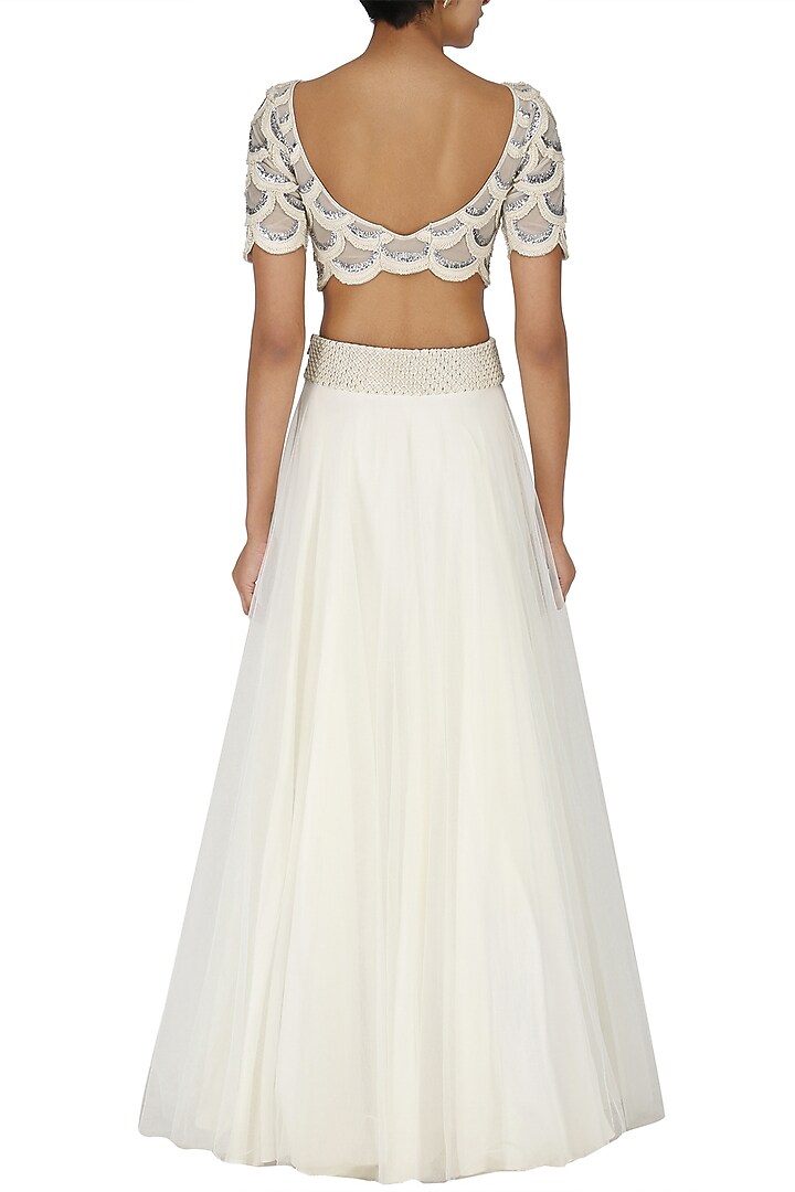 Off white embroidered lehenga set available only at Pernia's Pop Up Shop.