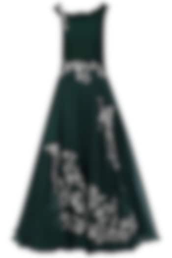 Bottle green oriental bird print gown available only at Pernia's Pop Up  Shop. 2026