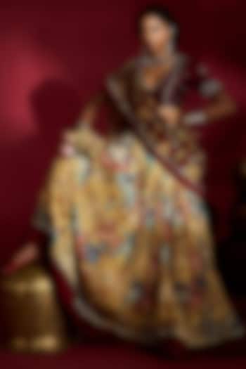Yellow Silk Handpainted Wedding Lehenga Set by Ekaari at Pernia's Pop Up Shop
