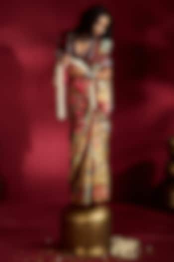 Yellow Silk Handpainted Party Wear Saree Set by Ekaari at Pernia's Pop Up Shop