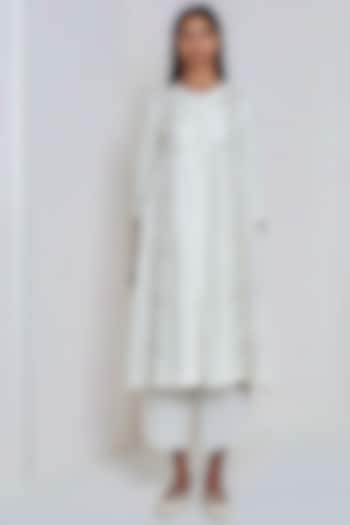 White Embroidered Over Dress by EKA