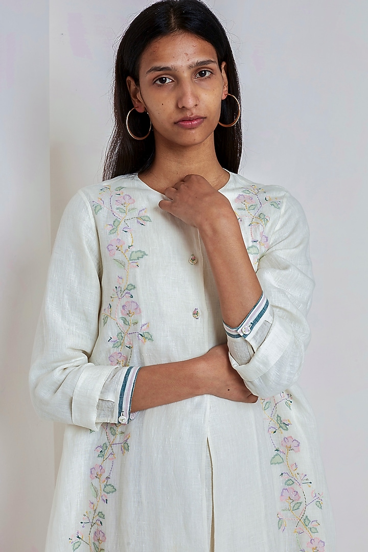 White Embroidered Over Vacation Dress by EKA at Pernia's Pop Up Shop