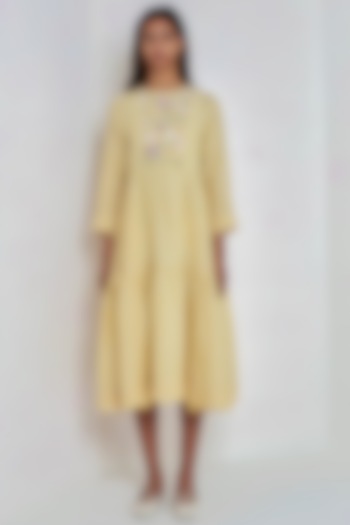 Yellow Embroidered Dress by EKA
