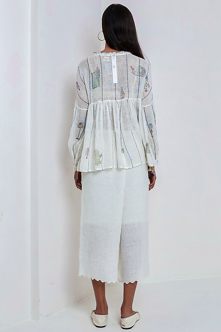 White & Blue Printed Top by EKA at Pernia's Pop Up Shop