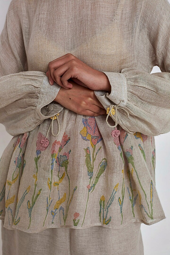 Beige Top With Cotton Silk Lining by EKA at Pernia's Pop Up Shop