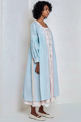 Sky Blue Printed Over Dress by EKA
