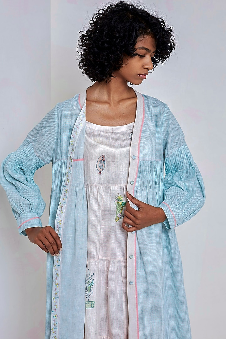 Sky Blue Printed Over Vacation Dress by EKA at Pernia's Pop Up Shop