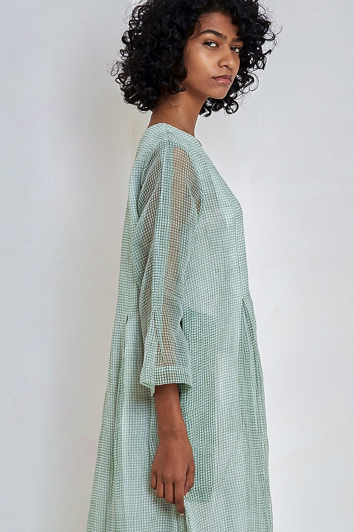 Mint Green Block Printed Vacation Dress by EKA at Pernia's Pop Up Shop