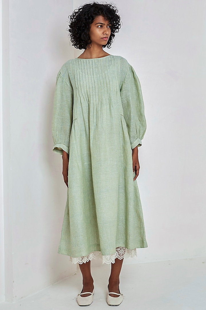 Mint Block Printed Dress Design by EKA at Pernia's Pop Up Shop 2024