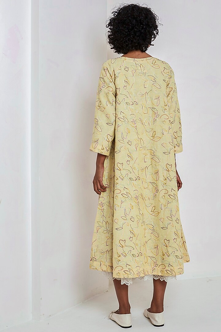 Yellow Embroidered Over Vacation Dress by EKA at Pernia's Pop Up Shop