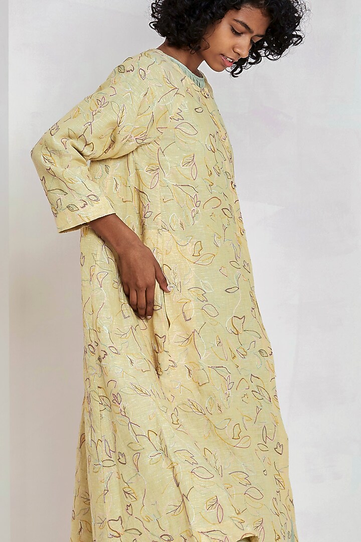 Yellow Embroidered Over Vacation Dress by EKA at Pernia's Pop Up Shop
