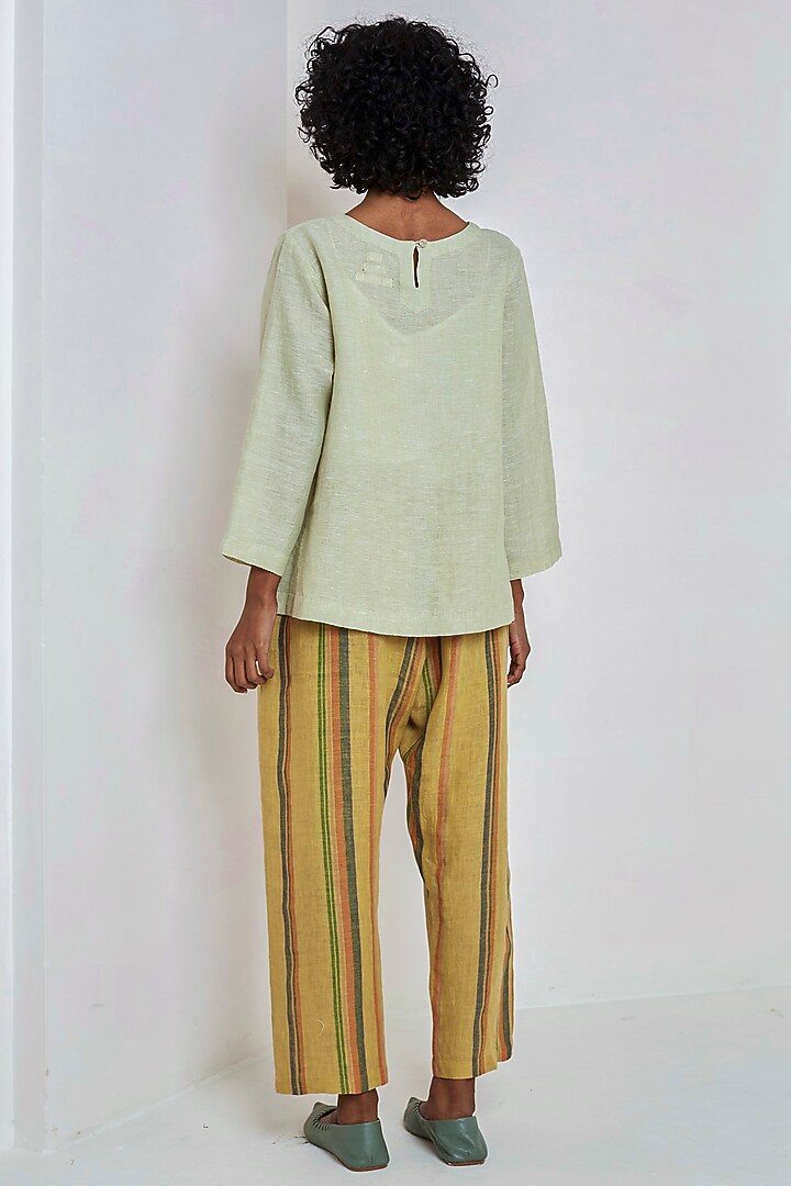 Mint Embroidered Linen Top by EKA at Pernia's Pop Up Shop