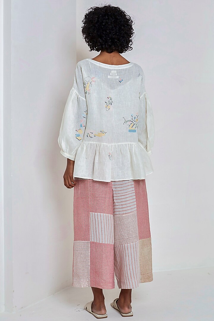 White Embroidered & Gathered Top by EKA at Pernia's Pop Up Shop