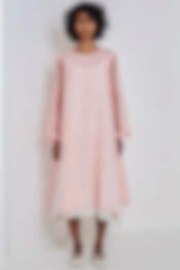 Pink Block Printed Dress by EKA