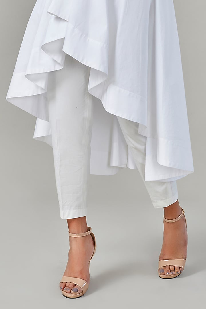 White Cotton & Poplin Embroidered Tunic Set by Ek Dhaaga at Pernia's Pop Up Shop