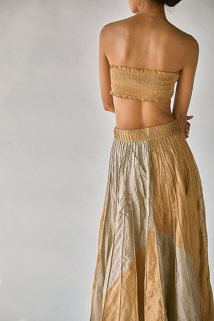 Dull Golden & Silver Maxi Skirt Set by Ek Katha at Pernia's Pop Up Shop