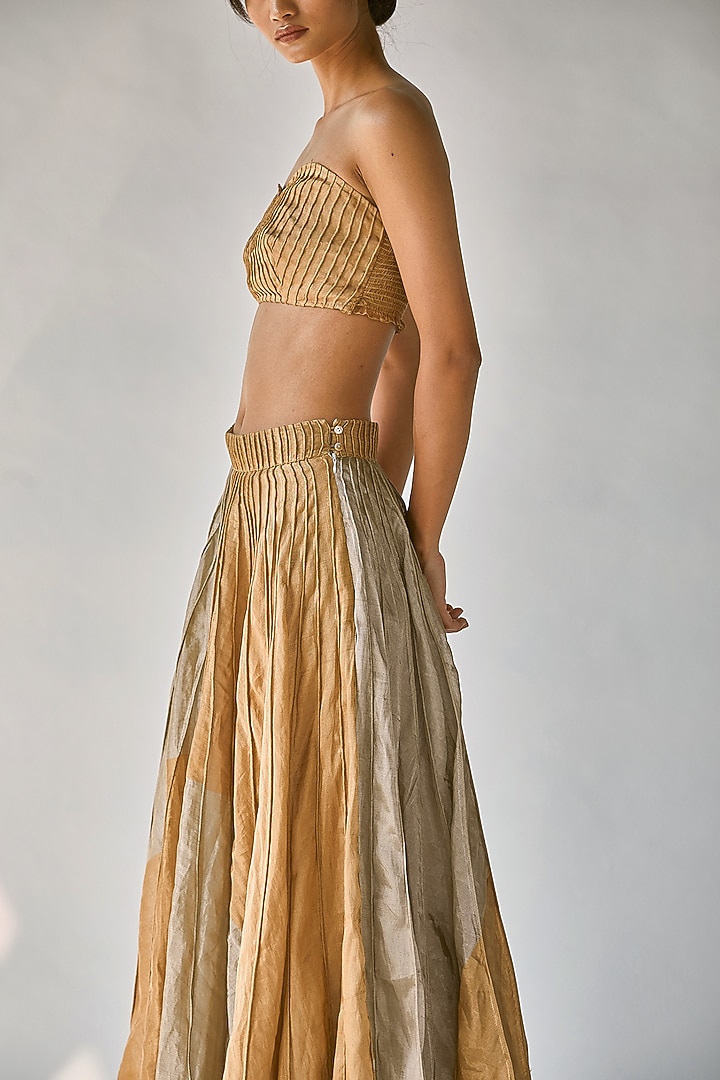 Dull Golden & Silver Maxi Skirt Set by Ek Katha at Pernia's Pop Up Shop