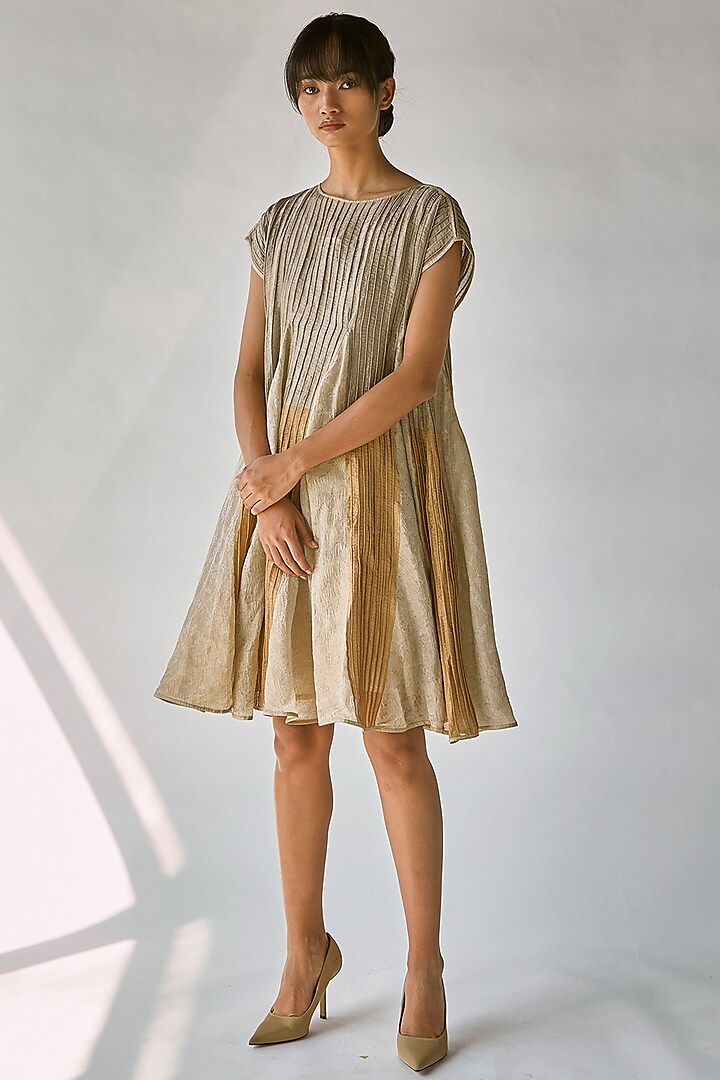 Golden Panelled Dress by Ek Katha at Pernia's Pop Up Shop