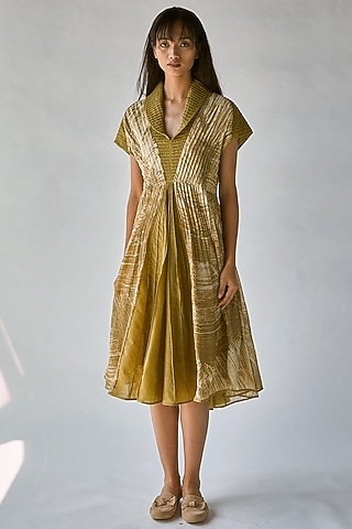 Olive Green Printed Dress by Ek Katha