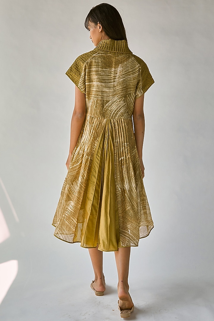 Olive Green Printed Vacation Dress by Ek Katha at Pernia's Pop Up Shop