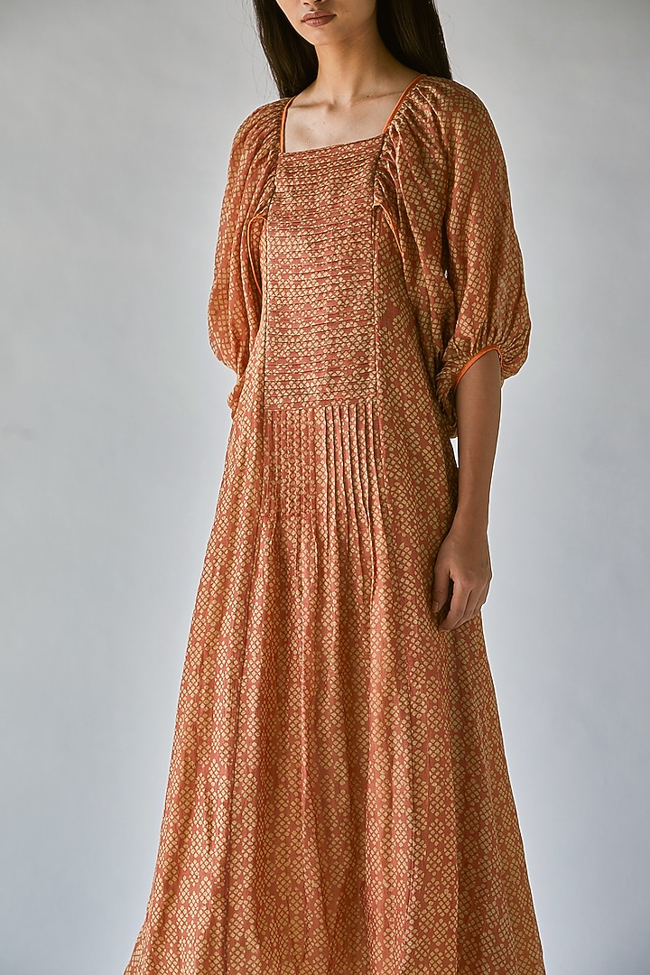 Orange Printed Maxi Vacation Dress by Ek Katha at Pernia's Pop Up Shop