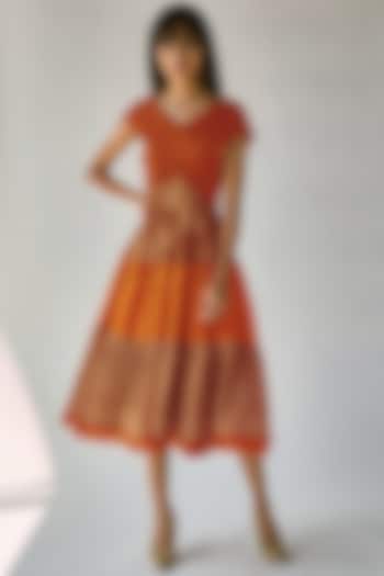 Orange Batik Printed Dress by Ek Katha