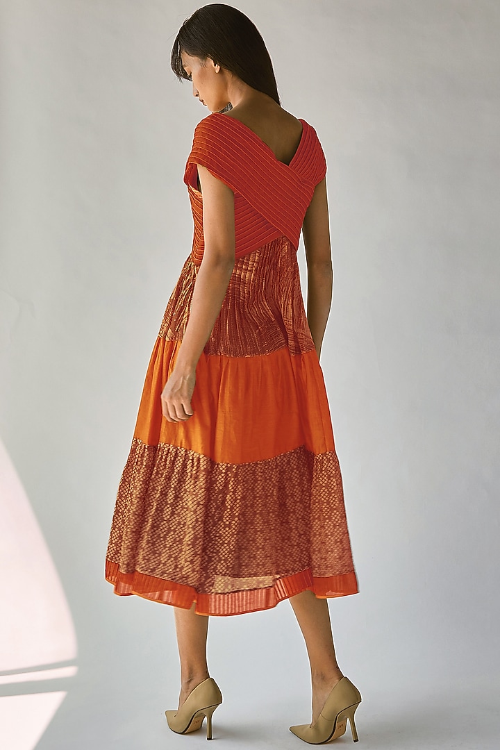 Orange Batik Printed Vacation Dress by Ek Katha at Pernia's Pop Up Shop