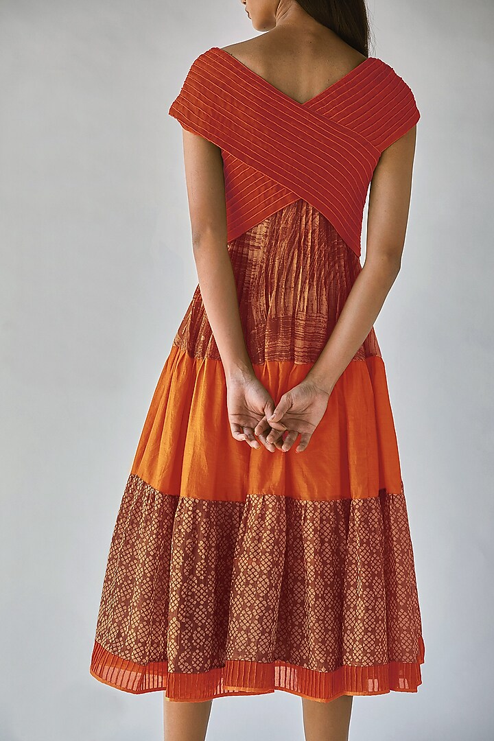 Orange Batik Printed Vacation Dress by Ek Katha at Pernia's Pop Up Shop