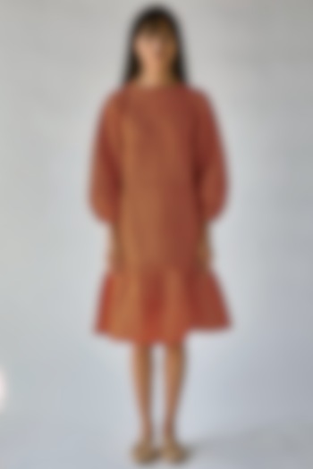 Orange Printed Boxy Dress by Ek Katha
